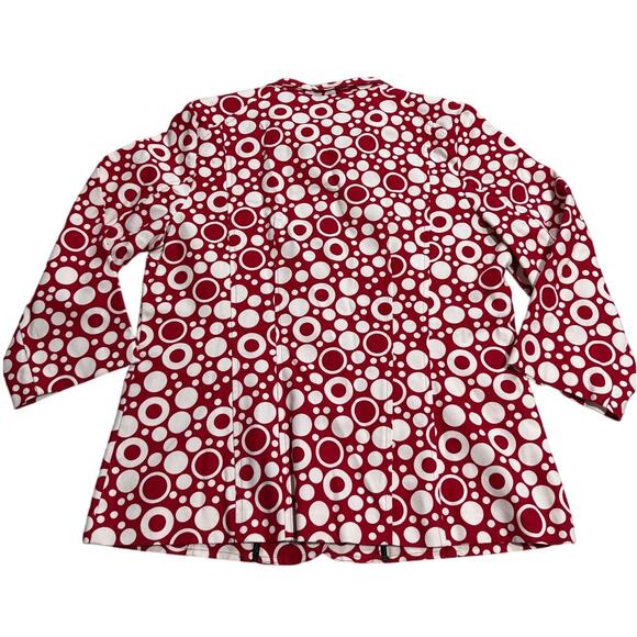 VTG Susan Graver Style Jacket Blazer Cotton Circle Print Womens Medium Red White - Picture 6 of 7